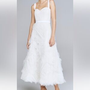 Marchesa Notte
Sleeveless Textured Tulle Tea Length Gown